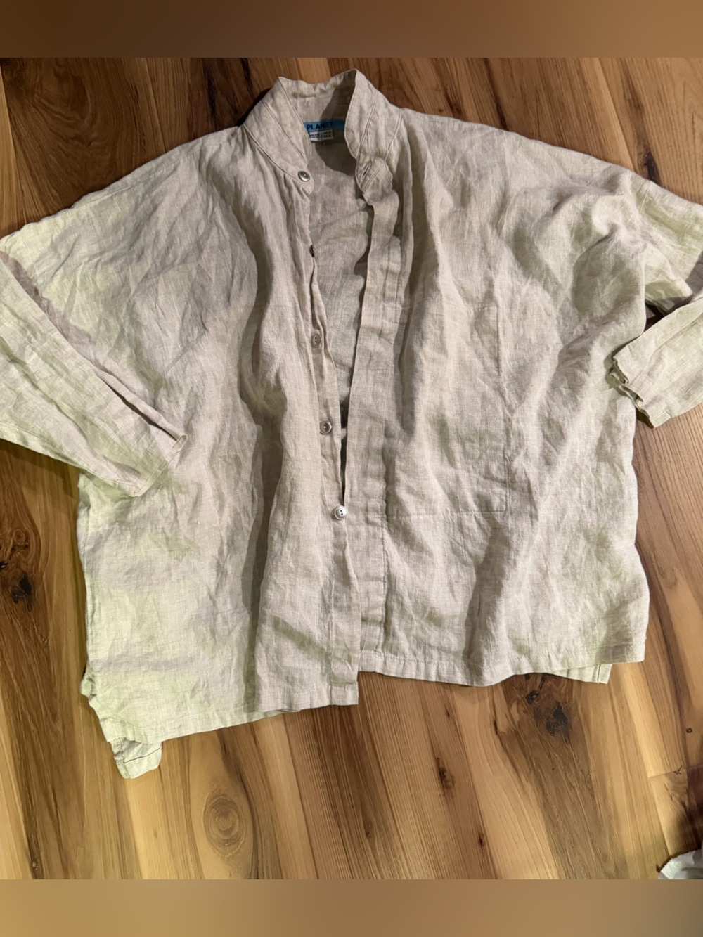 Planet Lightweight Linen button down in Beige
